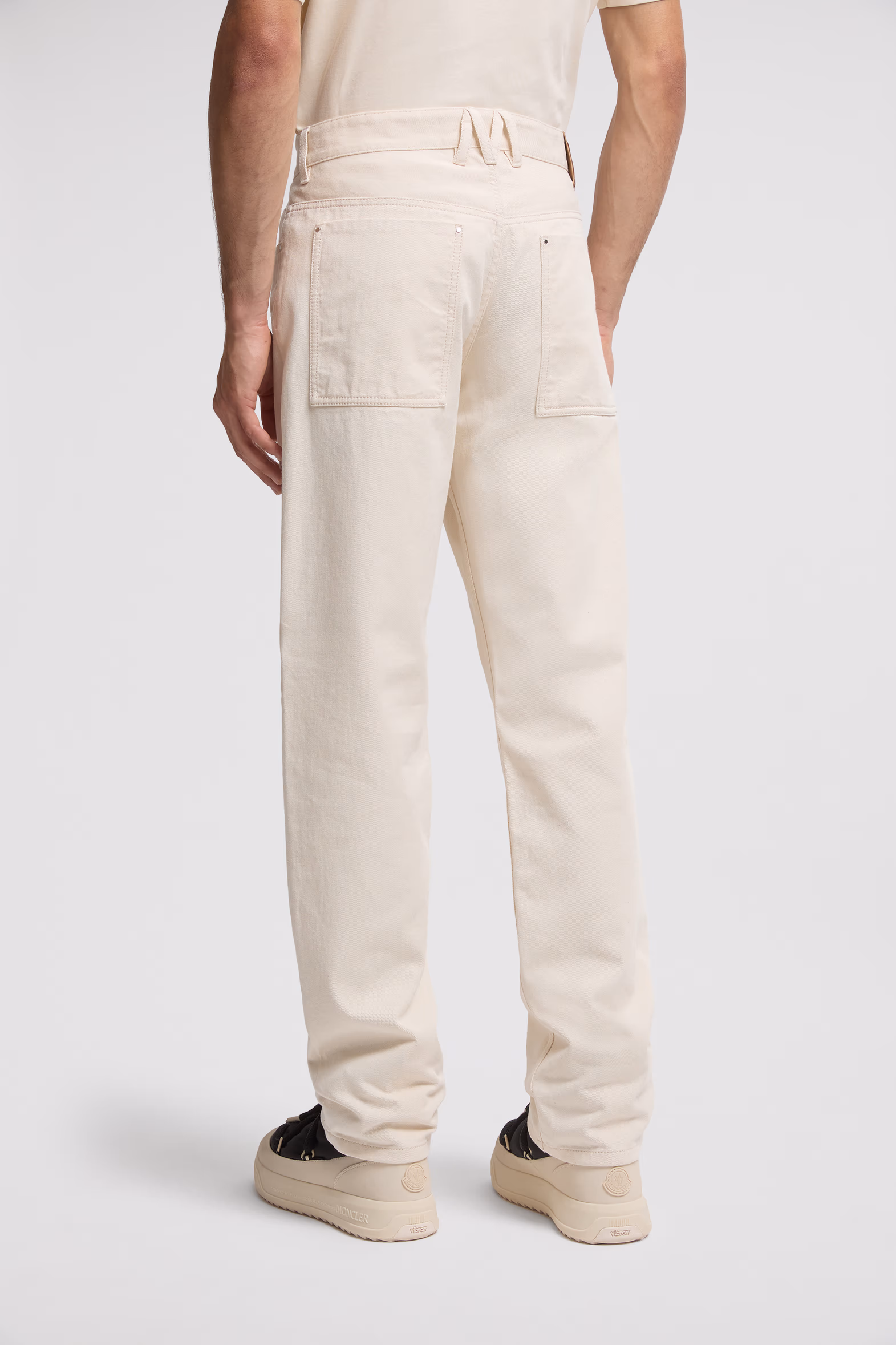 Straight Leg Jeans Men White Ivory Moncler 5